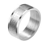 ZENSE - Anello da uomo con incisione del Padre Nostro e croce latina ZR0152, Misura 30 (Circonferenza 70mm)
