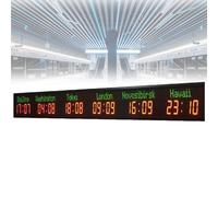 ZenSeFarin Orologio Mondiale, Orologio Mondiale con più Fusi Orari,Orologi Mondiali a LED per La Parete con più Fusi Orari,Orologio Mondiale con 3/4/5/6 Città,per Aziende Multinazionali,Hotel,6City