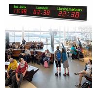 ZenSeFarin Orologio Mondiale, Orologio Mondiale con più Fusi Orari,Orologi Mondiali a LED per La Parete con più Fusi Orari,Orologio Mondiale con 3/4/5/6 Città,per Aziende Multinazionali,Hotel,3City