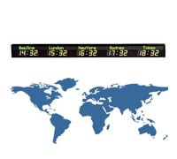 ZenSeFarin Orologio Mondiale, Orologio Mondiale con più Fusi Orari,Orologi Mondiali a LED per La Parete con più Fusi Orari,Orologio Mondiale con 3/4/5/6 Città,per Aziende Multinazionali,Hotel,5City