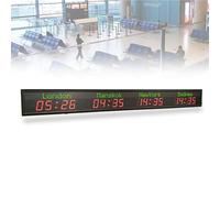 ZenSeFarin Orologio Mondiale, Orologio Mondiale con più Fusi Orari,Orologi Mondiali a LED per La Parete con più Fusi Orari,Orologio Mondiale con 3/4/5/6 Città,per Aziende Multinazionali,Hotel,4City