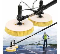 ZenSeFarin Spazzola per Pulizia Automatica Solare a Doppia Testa, Kit di Pulizia per Palo Alimentato ad Acqua Regolabile, Kit di Pulizia per Pannello Solare per Finestre,LithiumBattery-7.5M/24.6FT