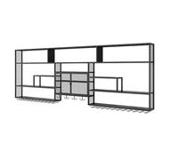 ZENSTYW Portabottiglie Da Parete,Scaffale Per Vini In Ferro Con Portabicchieri Da Vino,Esposizione Galleggiante Del Vino,Vetrinetta Pensile Per Bar Casa Cucina(Black,250x120cm(98.4x47.3in))