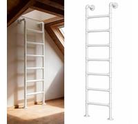 ZENSTYW Scala Letto A Castello,Montaggio A Parete,1.0m-3.3m,Scala da Arrampicata per Soffitta Dormitorio,per Il Pozzo della Finestra(White,2.6m/8.5ft)