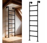 ZENSTYW Scala Letto A Castello,Montaggio A Parete,1.0m-3.3m,Scala da Arrampicata per Soffitta Dormitorio,per Il Pozzo della Finestra(Black,2.6m/8.5ft)