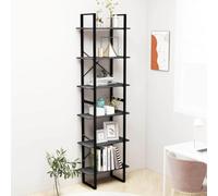 Zentexion Scaffale portaoggetti grigio, 60 x 30 x 210 cm, in legno massiccio e metallo, versatile, per soggiorno, studio, cantina, magazzino o biblioteca, robusto scaffale per libri, documenti