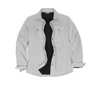 ZENTHACE Giacca di flanella foderata Sherpa da uomo, maniche lunghe spazzolate a scacchi flanella Shacket Giacche, bottone automatico, Sherpa Lined Ash, M