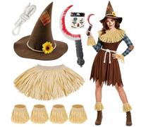 zentrontx 9 Pezzi Accessori per Costume Da Spaventapasseri di Carta Accessori per Spaventapasseri di Carta Cravatte per Collo e Caviglie Kit di Paglia per Halloween Cosplay Travestimento