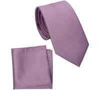 ZENXUS Cravatta regolare e tasca quadrata per gli uomini, tinta unita cravatta Set, 3.2" larghezza standard, 44 Opera Malva, Regolare