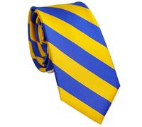 ZENXUS Cravatte a righe per uomo, 3 "Cravatte regolari con strisce, Giallo dorato e blu reale, Regolare