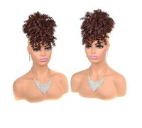 ZENY896V Chignon da Donna Chignon Afro Puff con Frangia, Chignon Corti Afro Ricci Crespi, Coda di Cavallo Sintetica con Coulisse, Extension for Capelli Pezzo di Capelli disordinato(Dark Auburn)