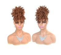 ZENY896V Chignon da Donna Chignon Afro Puff con Frangia, Chignon Corti Afro Ricci Crespi, Coda di Cavallo Sintetica con Coulisse, Extension for Capelli Pezzo di Capelli disordinato(Light Auburn)