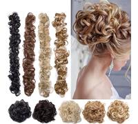 ZENY896V Chignon da Donna Chignon Lungo e spettinato, Chignon Sintetico Avvolgente, Chignon Riccio Fai da Te, Chignon con Coda di Cavallo, posticci Pezzo di Capelli disordinato(Bleach Blonde)