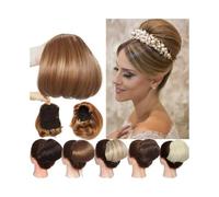 ZENY896V Chignon da Donna Chignon Sintetico for Capelli Lisci, Chignon con Coulisse, Chignon Raccolto, Estensione for Capelli con Clip Pezzo di Capelli disordinato(Light Brown Mix Ash Blonde)