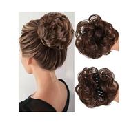 ZENY896V Chignon da Donna Chignon spettinato Chignon Riccio Ondulato con Fermaglio for Capelli Chignon Sintetico con Extension finte Pezzo di Capelli disordinato(Light Brown)