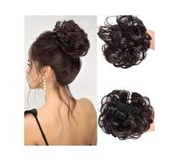 ZENY896V Chignon da Donna Chignon spettinato Chignon Riccio Ondulato con Fermaglio for Capelli Chignon Sintetico con Extension finte Pezzo di Capelli disordinato(Dark Brown)