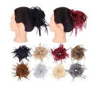 ZENY896V Chignon da Donna Chignon spettinato, Chignon Sintetico, Elastico for Capelli, Pezzi di Capelli Finti for Donna Pezzo di Capelli disordinato(Dark Blonde Mix Bleach Blonde)