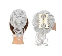 ZENY896V Chignon da Donna Chignon spettinato, Fermaglio for Capelli Ricci e ondulati, Chignon Sintetico, acconciatura spettinata con viticci Pezzo di Capelli disordinato(Sliver Gray)