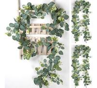 ZenyTra 2 ghirlande artificiali per piante da 1,8 m, con foglie verdi e fiori bianchi, per matrimoni, feste, decorazioni da tavolo, arco, sfondo, decorazione da parete