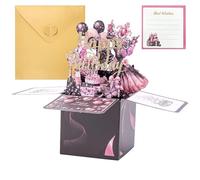 ZenyTra Biglietto di auguri 3D di compleanno pop-up - oro rosa / farfalla per donna (16 18 20 30 50 60) regalo per fidanzata, moglie, figlia, sorella e fidanzata - biglietto di auguri di alta qualità