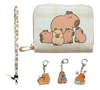 ZenyTra Capybara Portafoglio per bambini e ragazze: con cordino e 3 portachiavi, effetto pelle PU, per bambini, scuola, viaggi e tempo libero