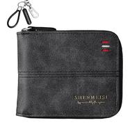 ZenyTra Set di portafogli da uomo in pelle con portachiavi, formato orizzontale con protezione RFID e 6 scomparti per carte di credito, portachiavi con campo per scrivere, set regalo per uomini