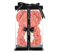 ZENZERO® - ORSO ROSA - ORSETTO ricoperto di ROSE in PE - Orsacchiotto in Confezione Regalo - Dimensioni 10" (26x17cm) - Pezzi: 1 - disponibili vari COLORI - Colore: (ROSA SALMONE CUORE BIANCO)