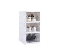 ZENZERO®- SCARPIERA PIEGHEVOLE a 3 Ripiani Trasparente - Dimensioni 53x25,5x34,5 cm - Scatola Contenitore Portascarpe Organizzatore Scarpiera Shoe Box (Bianco)