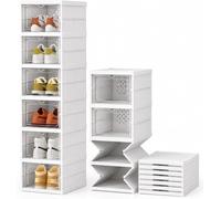 ZENZERO®- SCARPIERA PIEGHEVOLE a 6 Ripiani Trasparente - Dimensioni 105x25,5x34,5 cm - Scatola Contenitore Portascarpe Organizzatore Scarpiera Shoe Box (Bianco)