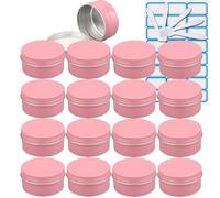 ZEOABSY 100 Pezzi 80 ml Rosa Barattoli di alluminio Scatola Alluminio a Vite Vasetti Rotondo per DIY Candele Cosmetico Caramella Gadget Balsamo Labbra con 4 Etichette e 10 Cucchiaio