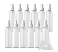 ZEOABSY 12 Pack 150ml Flacone Spray in Plastica Trasparente Con Spruzzatore Bianca, 150 ml Bottiglie Vuote Riutilizzabile da Viaggio Casa Contenitori per Profumo Pulizia della Casa + 2 x imbuto