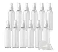 ZEOABSY 12 Pack 200ml Flacone Spray in Plastica Trasparente Con Spruzzatore Trasparente, 200 ml Bottiglie Vuote Riutilizzabile da Viaggio Casa Contenitori per Profumo Pulizia della Casa + 2 x imbuto