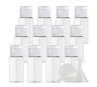 ZEOABSY 12 Pezzi 10 ml Trasparente Bottiglie di plastica PET con Tappo Flip Top Bianco, Spalla Piatta Contenitori per Cosmetico, Bottiglie da Viaggio per Lozioni, Liquido, Olio (NON PUÒ SPREMERE)