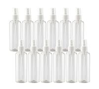 ZEOABSY 12 Pezzi 100ml Flaconi Spray Vuoti, Bottiglie Spray Trasparente Plastica Fine Nebbia Bottiglia Set da Viaggio, Flacone Spray Atomizzatore Vuoto con Pompa Bianco, Alcool Profumo Sprayper