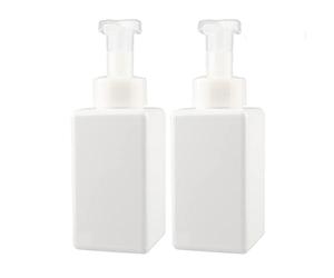 ZEOABSY 2 Pezzi 450ml 15 oz Piazza Riempibile Bianco Dispenser di Sapone Schiumogeno Bottiglie,Ideale per Cucina bagno Igienizzante Mani,Sapone Liquido,Shampoo e Balsamo