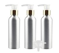 ZEOABSY 3 Pezzi, Alluminio Argento Bottiglie Dosatori per Shampoo, 150ml Bottiglie di con trasparente Pompa Ricaricabile per la cucina e il bagno Lozione Corpo Doccia Shampoo Gel Dispenser