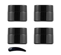 ZEOABSY 4 Pezzi 5ml Vasetti di Vetro Cosmetici con Tappo Nero, Vuoti 5g Vasetti di Vetro Cosmetici Contenitori Bottiglia da Viaggio per Creme Balsamo Labbra Riutilizzabile
