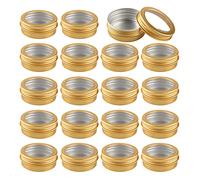 ZEOABSY 50 Pezzi 60ml Oro Contenitore Cosmetico Rotondo in Alluminio con Coperchio a Vite Finestra Barattoli Latta per Cosmetici Creme Candele Vuoti
