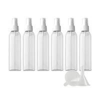 ZEOABSY 6 Pack 150ml Flacone Spray in Plastica Trasparente Con Spruzzatore Bianca, 150 ml Bottiglie Vuote Riutilizzabile da Viaggio Casa Contenitori per Profumo Pulizia della Casa + 1 x imbuto