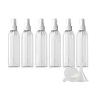 ZEOABSY 6 Pack 200ml Flacone Spray in Plastica Trasparente Con Spruzzatore Bianca, 200 ml Bottiglie Vuote Riutilizzabile da Viaggio Casa Contenitori per Profumo Pulizia della Casa + 1 x imbuto