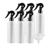 ZEOABSY 6 Pezzi 300 ml Spray Bottiglie Bianco Vuote Bottiglie di Plastica Trigger Sprayer con Spruzzi Nero Fine Nebbia per Pulizia, Giardinaggio, Cosmetico, Acqua, 1 Pezzi Imbuto