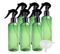 ZEOABSY 6 Pezzi 300 ml Spray Bottiglie Verde Vuote Bottiglie di Plastica Trigger Sprayer con Spruzzi Nero Fine Nebbia per Pulizia, Giardinaggio, Cosmetico, Acqua, 1 Pezzi Imbuto