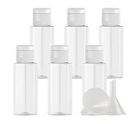 ZEOABSY 6 Pezzi 40 ml Trasparente Bottiglie di plastica PET con Tappo Flip Top Bianco, Spalla Piatta Vuoto Contenitori per Cosmetico, Bottiglie da Viaggio per Lozioni, Liquido, Olio