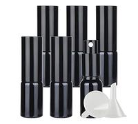 ZEOABSY 6 pezzis 10ml Flacone Spray in vetro Brillante Nero & 1 pezzis imbuto, 10 ml Spruzzatore liquido, Bottiglie Vuote Riutilizzabile da Viaggio Contenitori per Profumo Pulizia della Casa