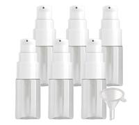 ZEOABSY 6 pezzis 10ml Trasparente Flacone di lozione Con pompa bianco, 10ml Riutilizzabili Plastica Contenitori Cosmetici da viaggio, Bottiglia di lozione, Crema, olio detergente