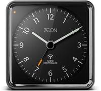 ZEON Sveglia analogica da comodino radiocontrollata per il fuso orario dell’Europa Centrale (DCF/GMT+1) con luce e funzione snooze; sveglia a batterie silenziosa senza ticchettio, nero, CE4550-DCF