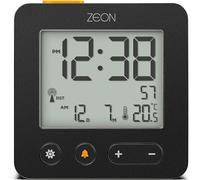 ZEON Sveglia digitale radiocontrollata per il fuso orario dell'Europa Centrale (DCF/GMT+1) con display LCD positivo, funzione snooze e indicazione di temperatura e data, nero, CE4557