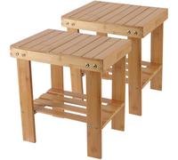 ZEONHAK 2 pezzi 12,3 x 9,4 x 13,2 pollici sgabello in bamb piede in bamb