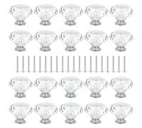 ZEONHAK 20 maniglie per porte diamantate da 40 mm, con viti, pomelli in vetro per casa, ufficio