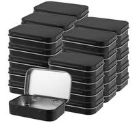 ZEONHAK 30 scatole di latta nere, 95 x 60 x 22 mm, rettangolari incernierate, scatole di metallo con coperchio per la conservazione